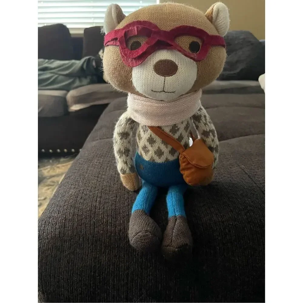 The Peanutshell Multicolor Charlie the Bear Plush Knit Glasses Stuffed Animal